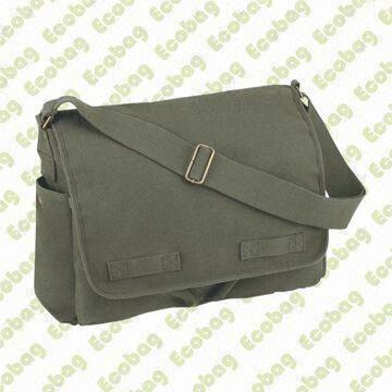 Messenger Bag with Two Snap Enclosed Side Pockets and Front Pockets Behind Flap