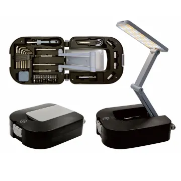 Foldable Portable Multifunctional Household Hand Tool Table Lamp Kit with Light