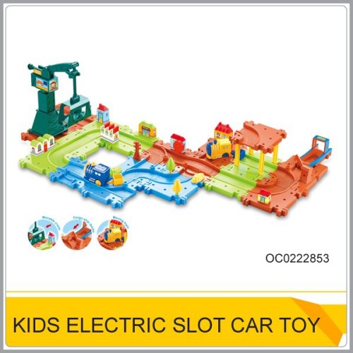 Plastic electric race track Rail car block toy OC0222853