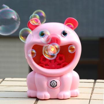 Cute Kids Cartoon Pig Bear Dog Garden Light Music Electric Water Bubble Blower Machine Bath Toy