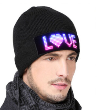 Rechargeable LED Lighted, APP Controlled Knitted Beanie for Hunting, Camping, and Running