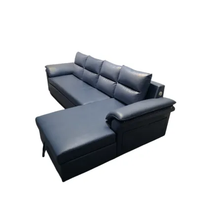 Classic Style L Shape Leather Sofa Set - Sectional and Functional Sofa Cum Bed for Home