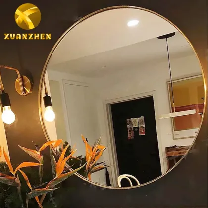 Modern Gold Metal Bath Mirrors - Luxury Round Wall Mirrors for Sale