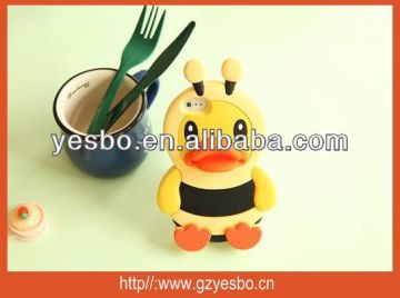 Cute 3D Yellow Duck Silicone Soft Cover Case Skin For iPhone 4 4S 4G