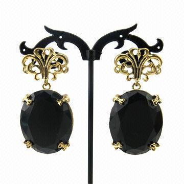 Stone Earrings, Made of stone and Metal, Available in Various Sizes, Colors and Designs