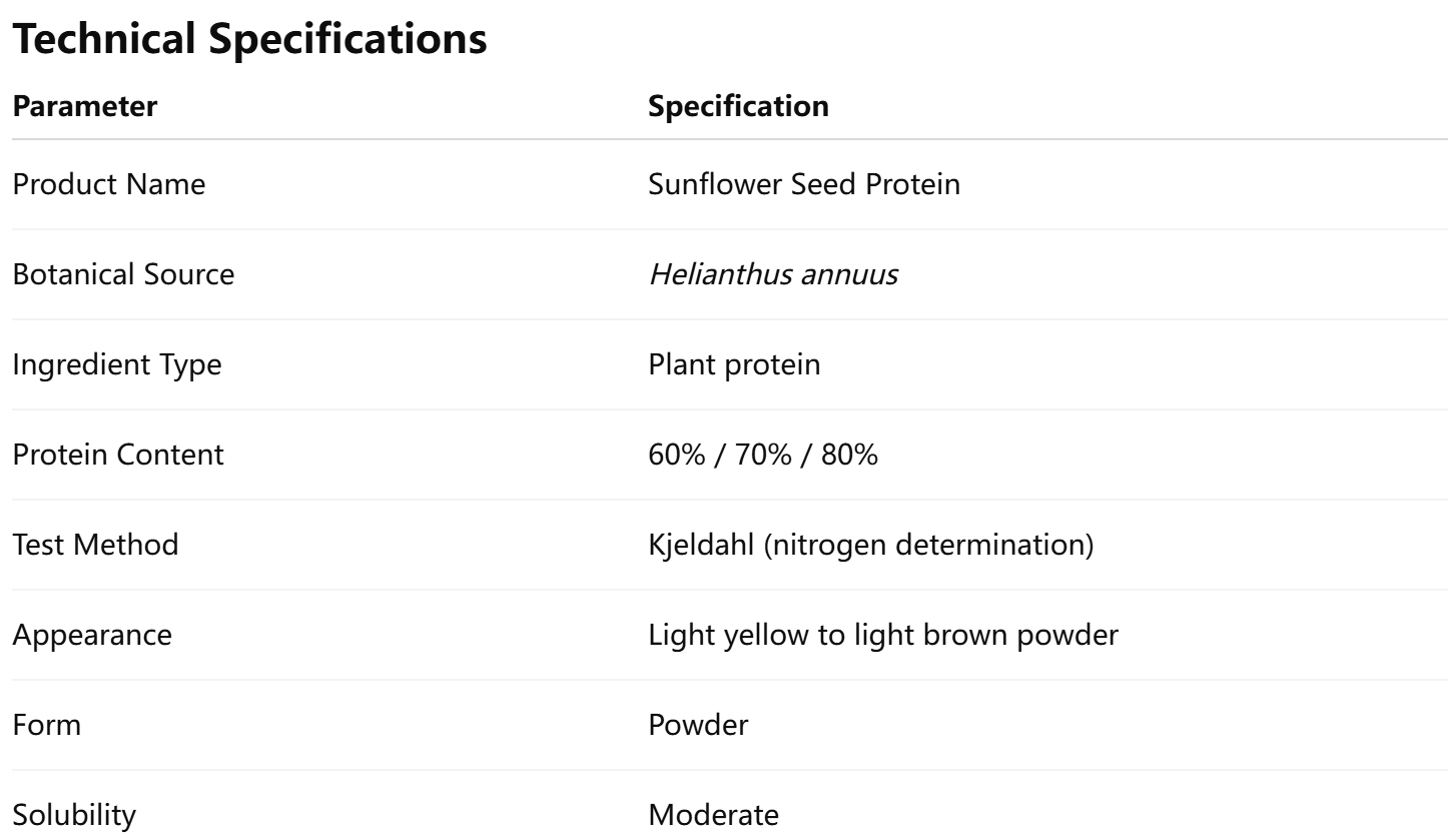 Sunflower Seed Protein 70% Powder