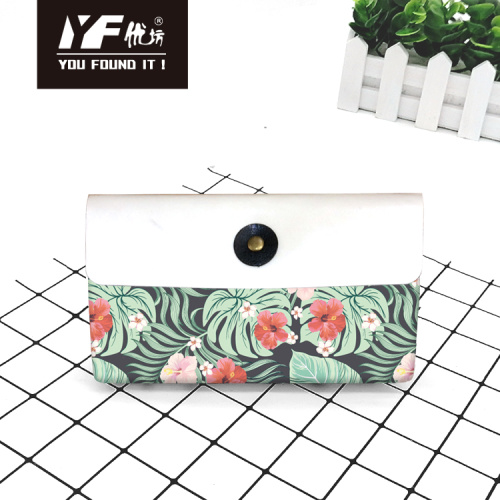 Bola de couro de flor de flor tropical personalizada Pu bolsa de couro de bolsa cosmética e bolsa multifuncional de bolsa multifuncional