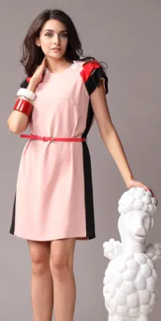 Pretty Steps 2016 elegant ladies Casual Pink Summer Dress Cap Sleeve Slim Maxi Dress With Belt Dress