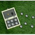 Chrome Bocce Ball Set in Wooden Box