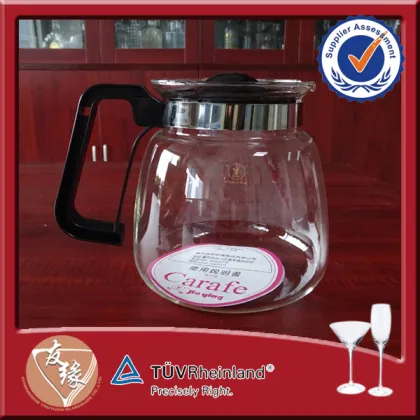 Custom made heat resistant 1800ml big pyrex glass teapot with handle