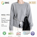 OEM/ODM SKC زمستانی بافته شده سازگار با محیط زیست پشم برس خورده کلاسیک/ترمه/پشم ژاکت کش باف پشمی جامد بدون آستین ژاکت کش باف پشمی زنانه