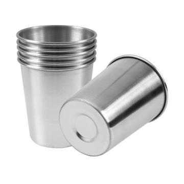 6 Pack 8 Ounce Stainless Steel Pint Cups - Unbreakable and Stackable