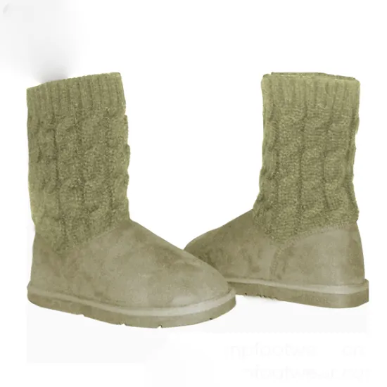 Girls Cute wool cow suede Knitting Shoe boots