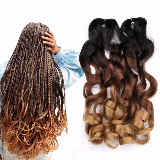 Synthetic Loose Body Wave Crochet Braids Hair 22inch 150g Synthetic Ombre Silky Spiral Curl Wavy Braiding Hair Extension