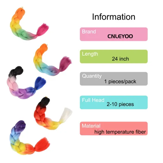 Factory 4-Tone Jumbo Braid Hair 24 Inch 32 Inch 41 Inch High Temperature Fiber Colorful Jumbo Braiding Hair Extension