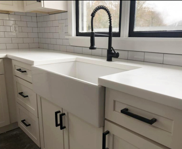 Vintage Farm Sink: White Ceramic Vessel Kitchen Apron Sink with Black