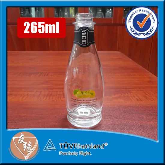 Existing mould customized 265ml screw top finish clear glass bottle of liquid soap