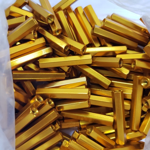 M3X35mm gold anodized aluminum hex standoff for quadcopter