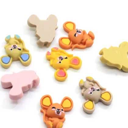 Kawaii Resin Animal Mouse Flatback Cabochon Figurine Cartoon Mouse Embellishments For Scrapbooking DIY Fit Phone Decor Craft