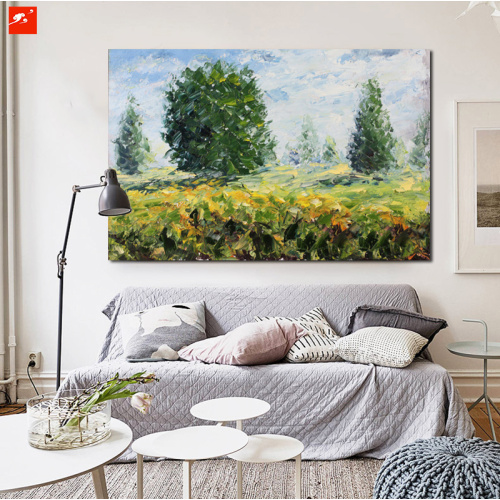 Peaceful Countryside Field View Oil Painting