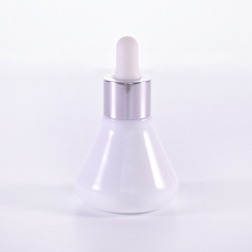 Special shape white serum bottle with silver dropper