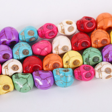 Carved Skull Stone Beads and Turquoise Beads for DIY Jewelry Making: 8/10/12/15/18mm Ivory Blue Collection