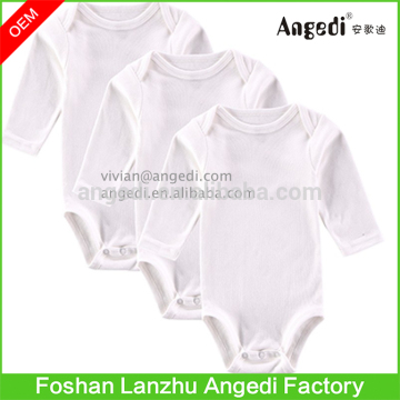Baby clothing Unisex Baby White Plain Underwear 100% organic Cotton Long sleeve Basic Bodysuit Newborn Jumpsuits & Rompers