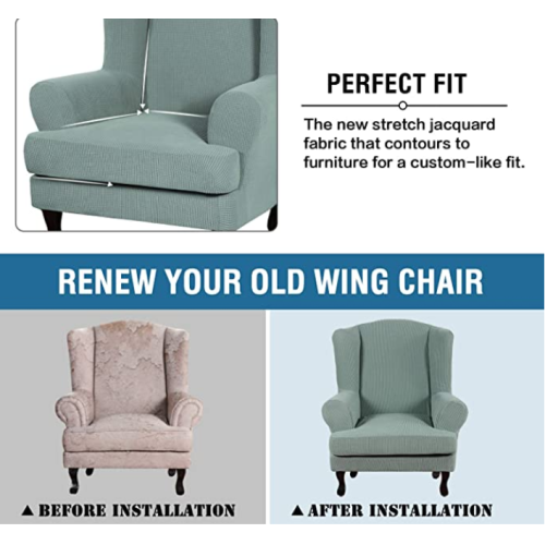 Knitted Twill Wingback Sofa Chair Cover