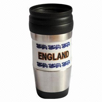 Thermal Mug, Made of Stainless Steel and PVC Logo at the Middle