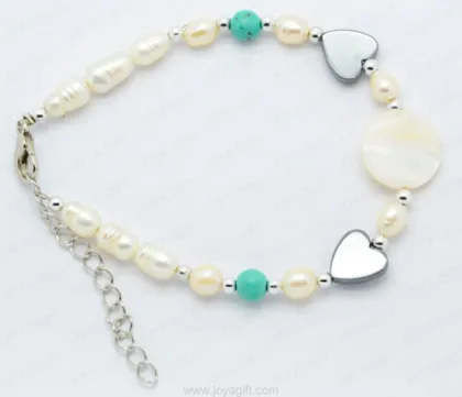 Hematite mother of pearl bracelet