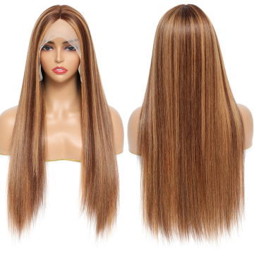 Best hot Brazilian P4/27 color high density human hair with baby bang bone staight transparent 360 HD lace front wig for women