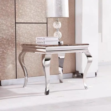 Modern Customized Marble Side Table with Stainless Steel Legs for Luxury Living Rooms