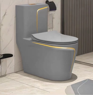 Popular Design Luxury Bathroom Ceramic Sanitary Ware: Grey and Golden Line Toilet WC Commode