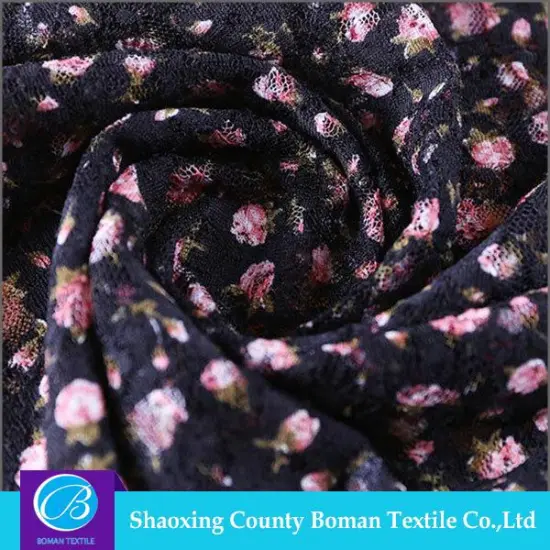 Textile supplier Design Knitted printed lace fabric