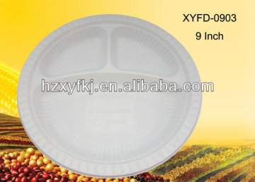 biodegradable disposable eco-friendly green 9 inch three compartments plates