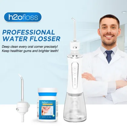 Whitening Oral Hygiene Home Set: Irrigator, Tablets, Dental Flosser, Water Flosser