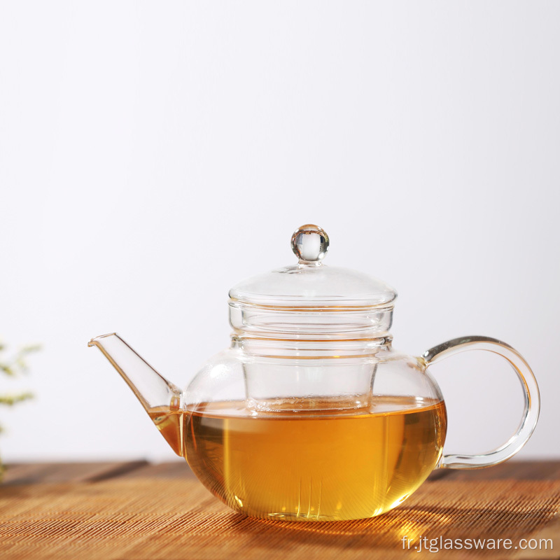 Théière en verre de qualité supérieure avec infuseur et couvercle amovibles