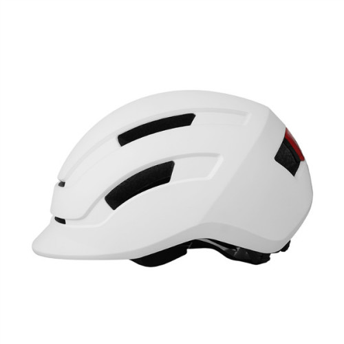 New White Inmold Road Bicycle Helmet With Led