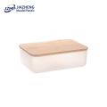 White Storage Box Plastic Container With Bamboo Lid