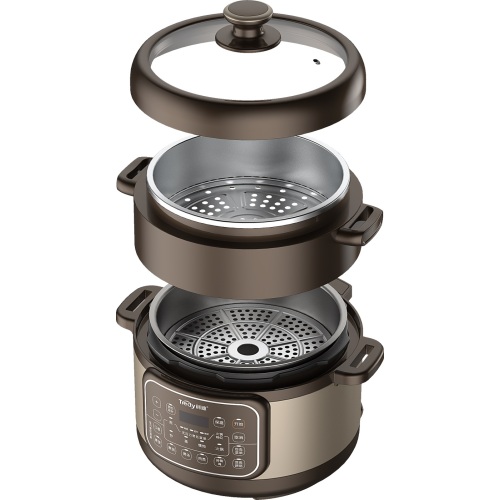 3.5L Cocina de doble sombrero Cocina de buena calidad eléctrica Multi presión cocinera de vapor vaporizadora marrón marrón