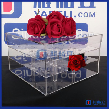 China Manufactuer Customized Clear Acrylic Box with lid for Roses / Acrylic Rose Flower Box