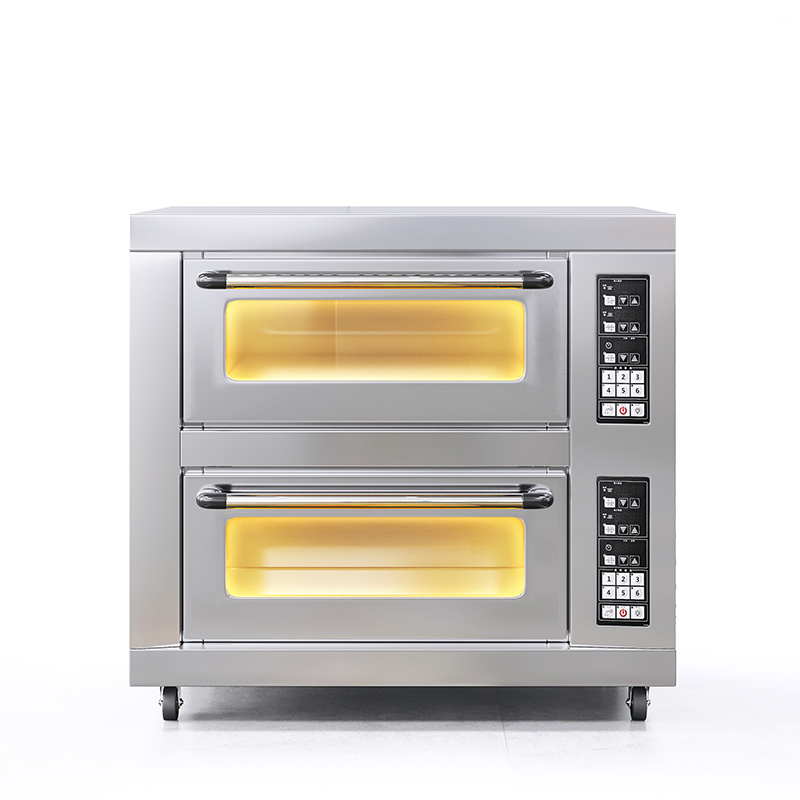 Electric Commercial Bread and Pizza Oven: 2-Deck, 4-Tray Automatic Baking Solution