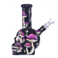 7,9 pouces en verre hippies, bang de bécher en verre squelette humain dessiné à la main, pipe à champignons mignons avec lueur dans le verre sombre et borosilicate