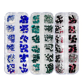 Factory Wholesale Clear AB Rhinestone Set - Mixed Size Flat Back Nail Stones