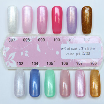 pearl color gel led/uv soak off glitter color gel