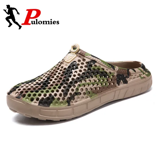 PULOMIES Summer Men Slippers Massage Clogs Outdoor Garden Shoes Male Pool Sandals Bathroom Flip Flops Mules Beach Slippers