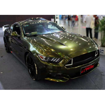 0.15mm Thick Gloss Chameleon Olive Green Vinyl Wrap