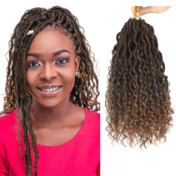 Ombre Brown Crochet Braids Hair Synthetic Passion Twist River Locs With Curly ends Goddess Braiding Hair Extension Faux Locs