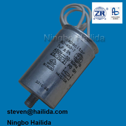 cbb80 7uf 450v aluminium with lead wire condenser