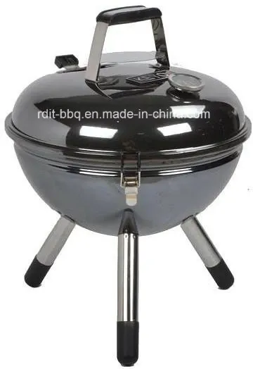 Metal Grey Shiny Porcelain Portable Charcoal Barbecue Grill